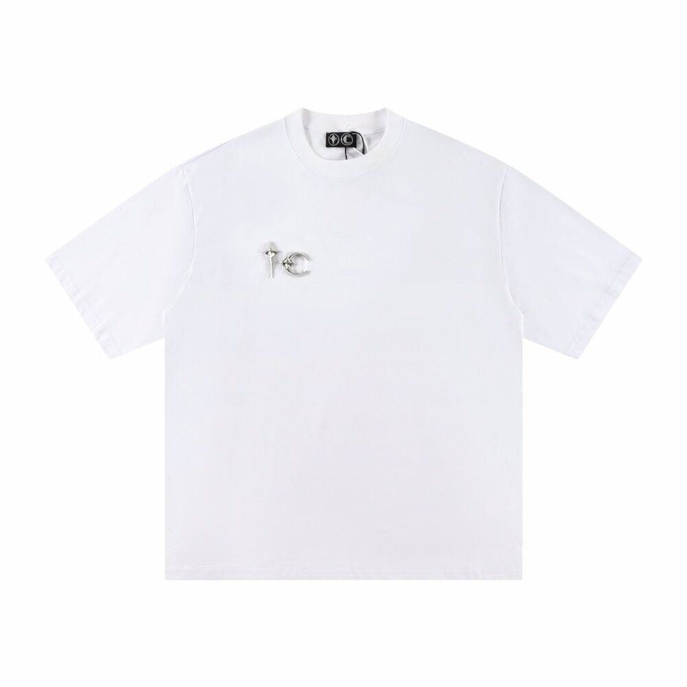 Thug Club Minimalist White T Shirt With Silver Accents